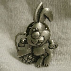 vintage Pewter Easter Bunny Tack Pin